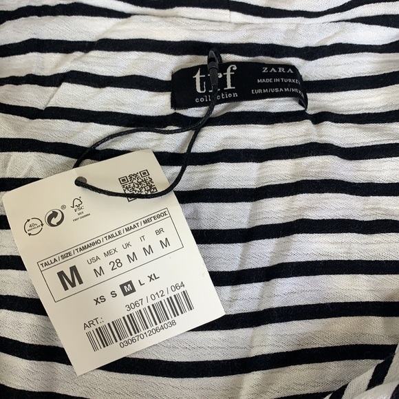Zara trf collection black and white striped blouse Size m new with tags - Picture 8 of 9